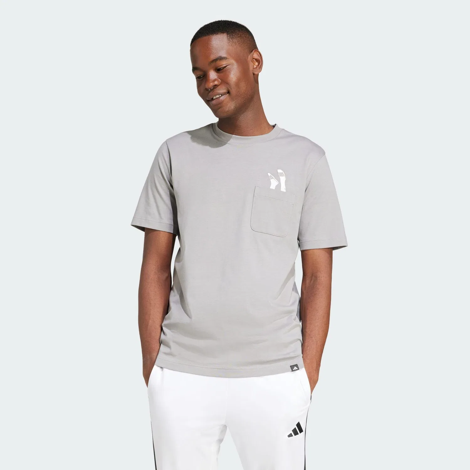 Мужская футболка с принтом Lounge Slides Graphic Pocket T-Shirt Adidas, Kohlengrau