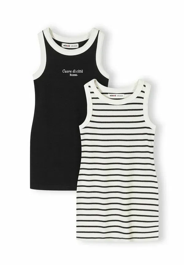 Платье без рукавов в полоску из джерси, комплект из 2 шт, Sleeveless 2 pack with stripe pattern, Minoti white, белый/черный