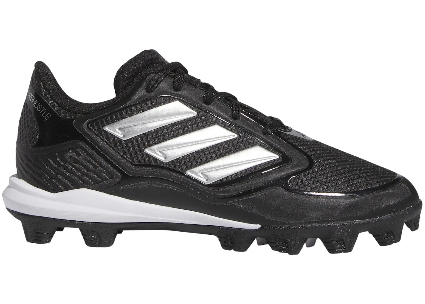Детские кроссовки для мальчиков с шнуровкой Adidas Purehustle 3 MD, Core Black Silver Metallic