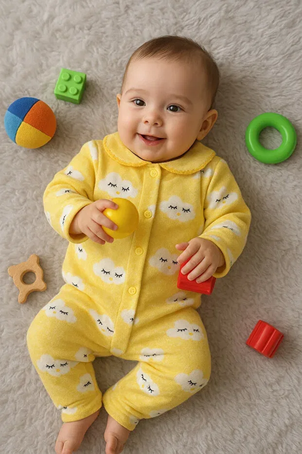 Детское боди-комбинезон для новорожденных с принтом Colorful Double Ladybug Anne Dokunuşu Gibi Kuzum Bebe, Yellow Bug — фото 3