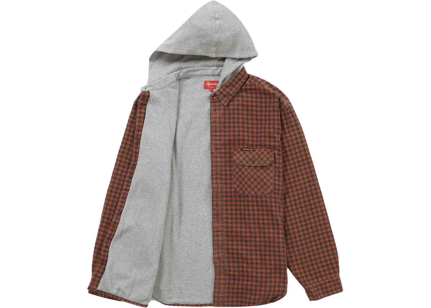 Мужская фланелевая рубашка с капюшоном в клетку хундстуз Shirt Supreme, Red — фото 2
