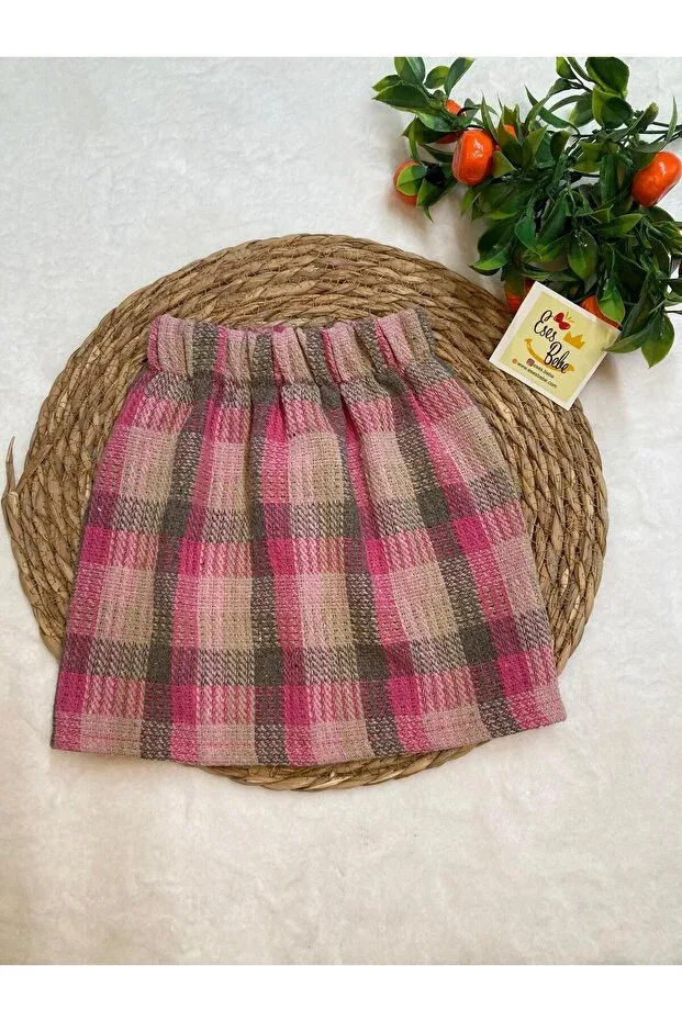 Детская юбка с принтом Baby's Pink Checkered Princess Skirt Eses Bebe, Pembekareli