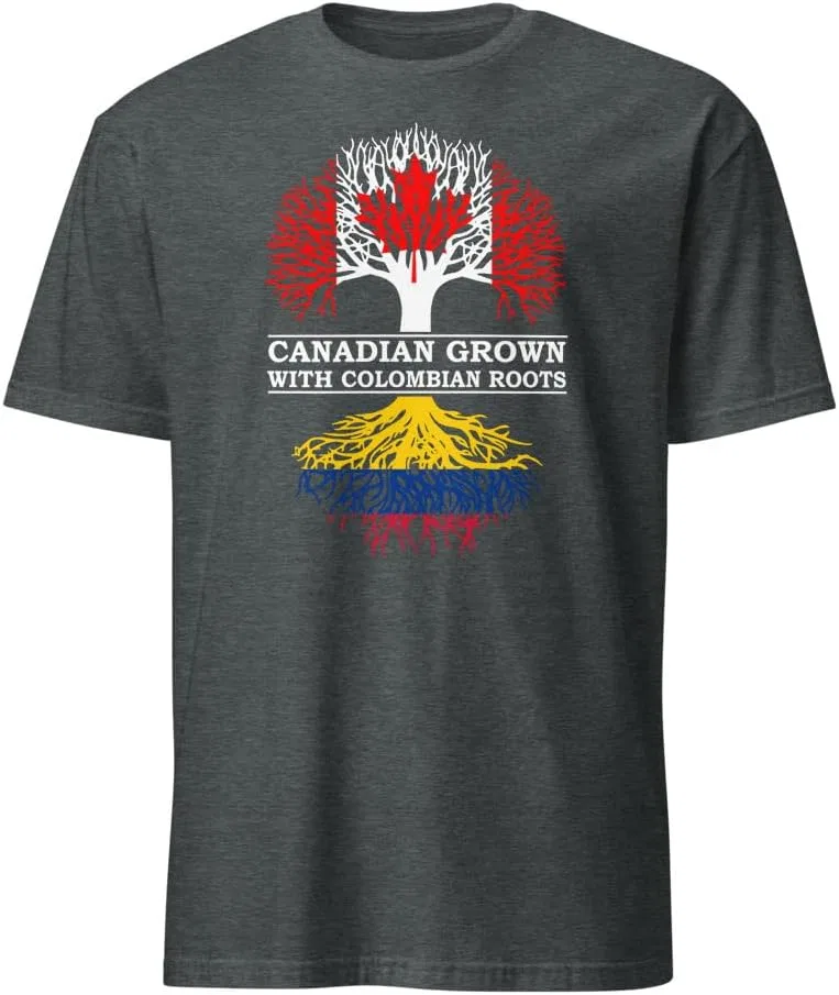 Мужская футболка с принтом Canada Colombia Flag Tree 64000, Dark Heather