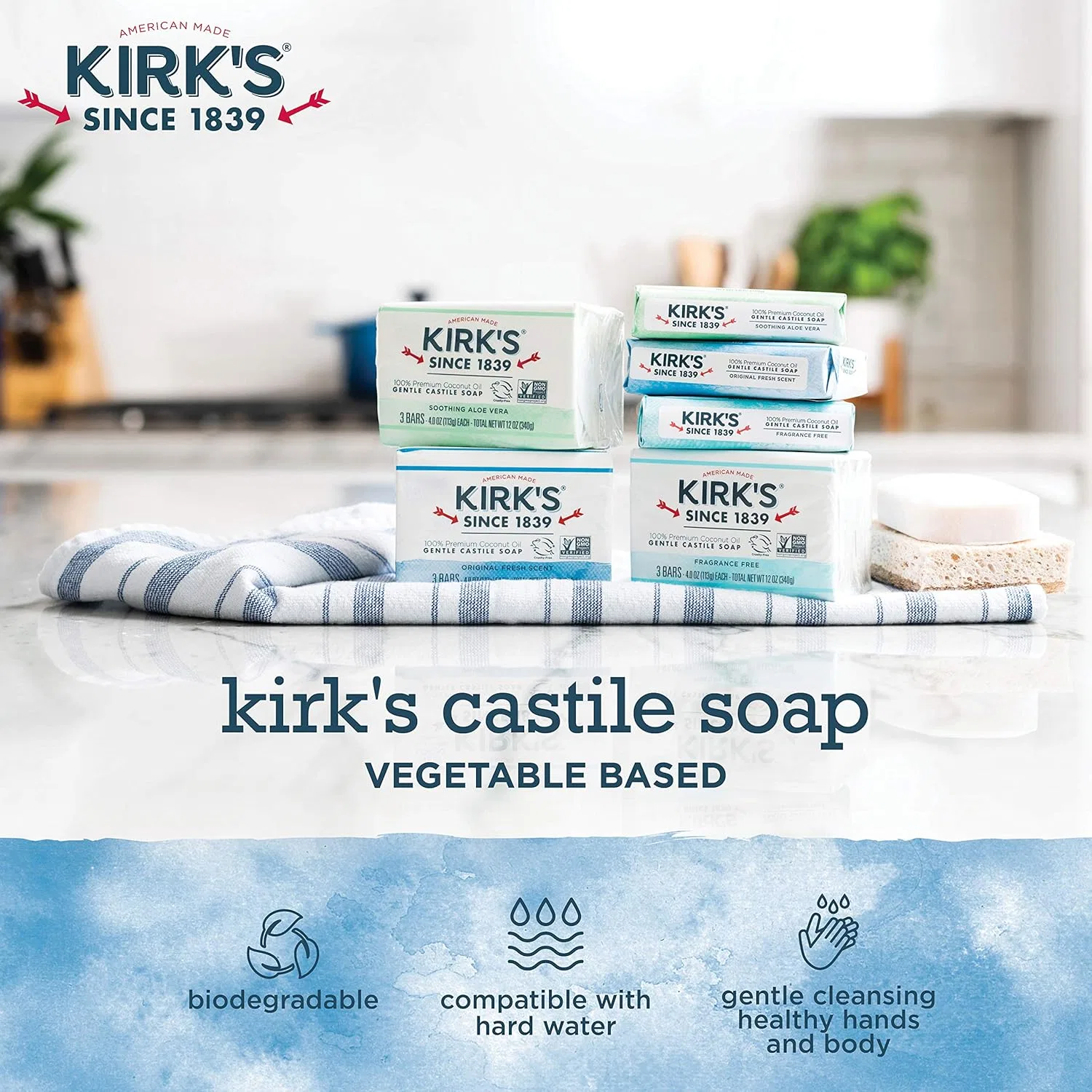 Мыло твердое Kirk's Original Coco Castile Soap, 24 шт, 3.38 кг — фото 4