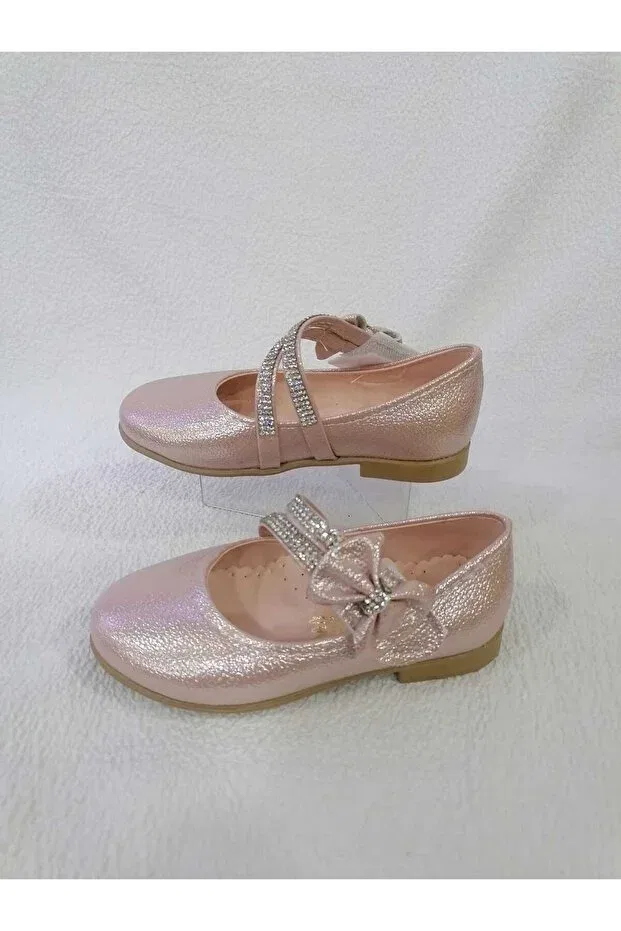 Детские балетки для девочек с блестящими камнями Özgür Kids, Pink Powder — фото 3