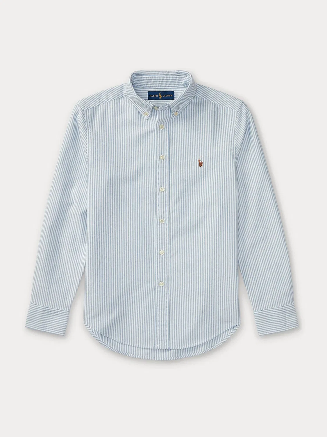 Рубашка оксфорд классическая полоска Polo Ralph Lauren, синяя — фото 4