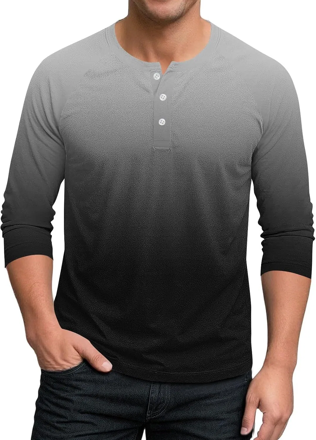 Мужская футболка с длинным рукавом и воротником-стойкой, Dark Gray