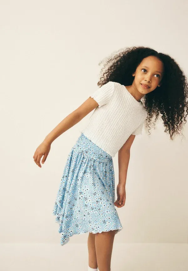 Юбка цветочный принт Regular fit - hanky hem skirt - a-line skirt Next Ditsy, голубой — фото 4