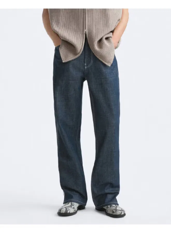 Брюки прямые хлопковые Zara, синий