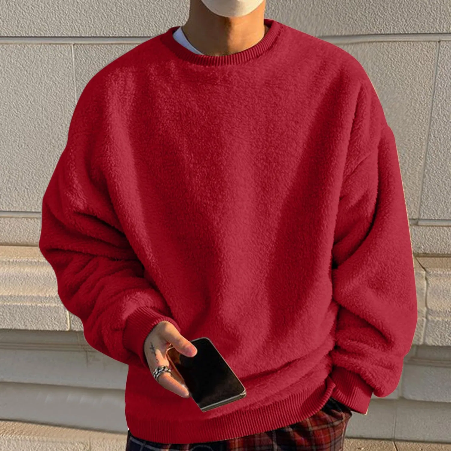Мужской свитшот оверсайз с флисом Pullover Sweatshirt, Watermelon Red — фото 3