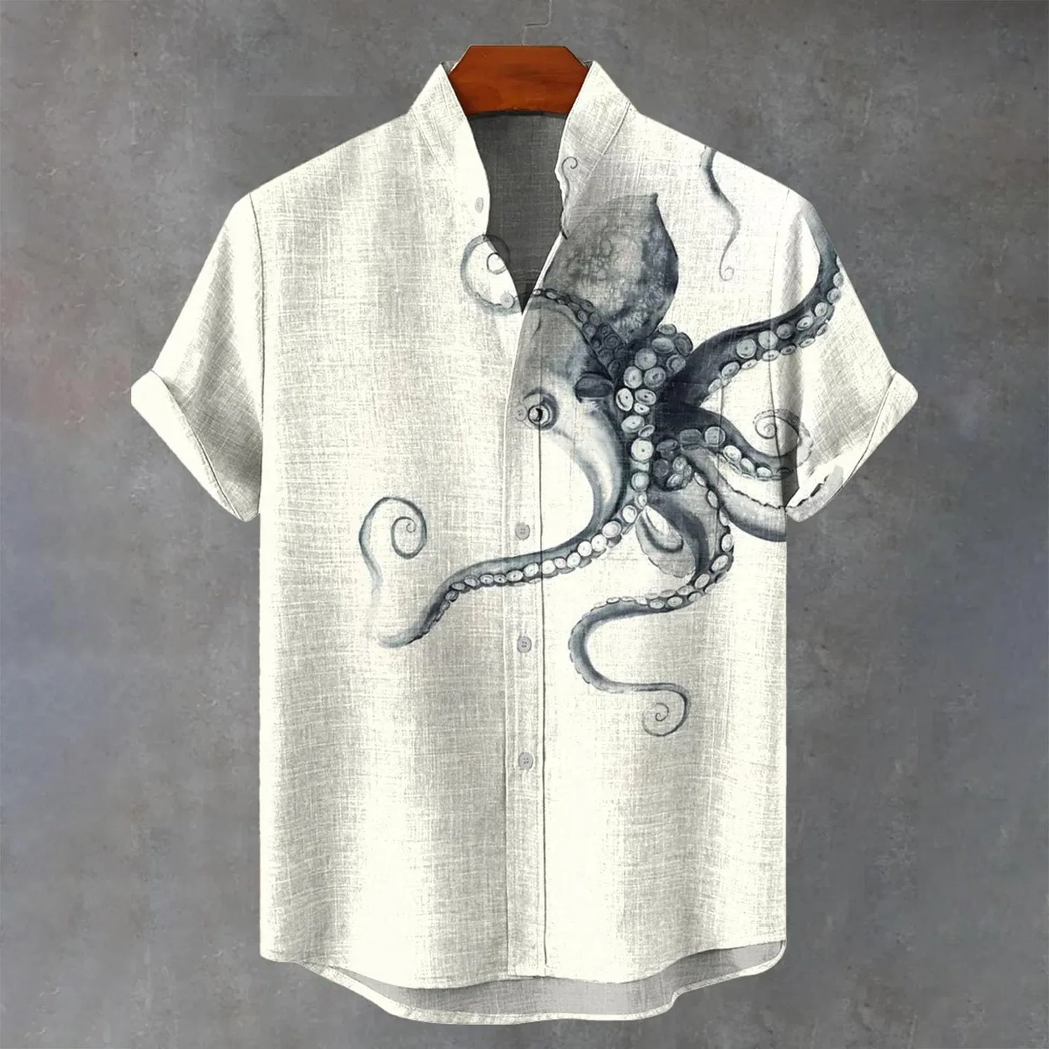 Мужская рубашка с коротким рукавом с принтом Hawaiian Shirts Men Short Sleeve Abstract Summer Pocket T Shirts Tropical Floral Button Shirt Clothes, Men's Gray Hawaiian Shirt — фото 3