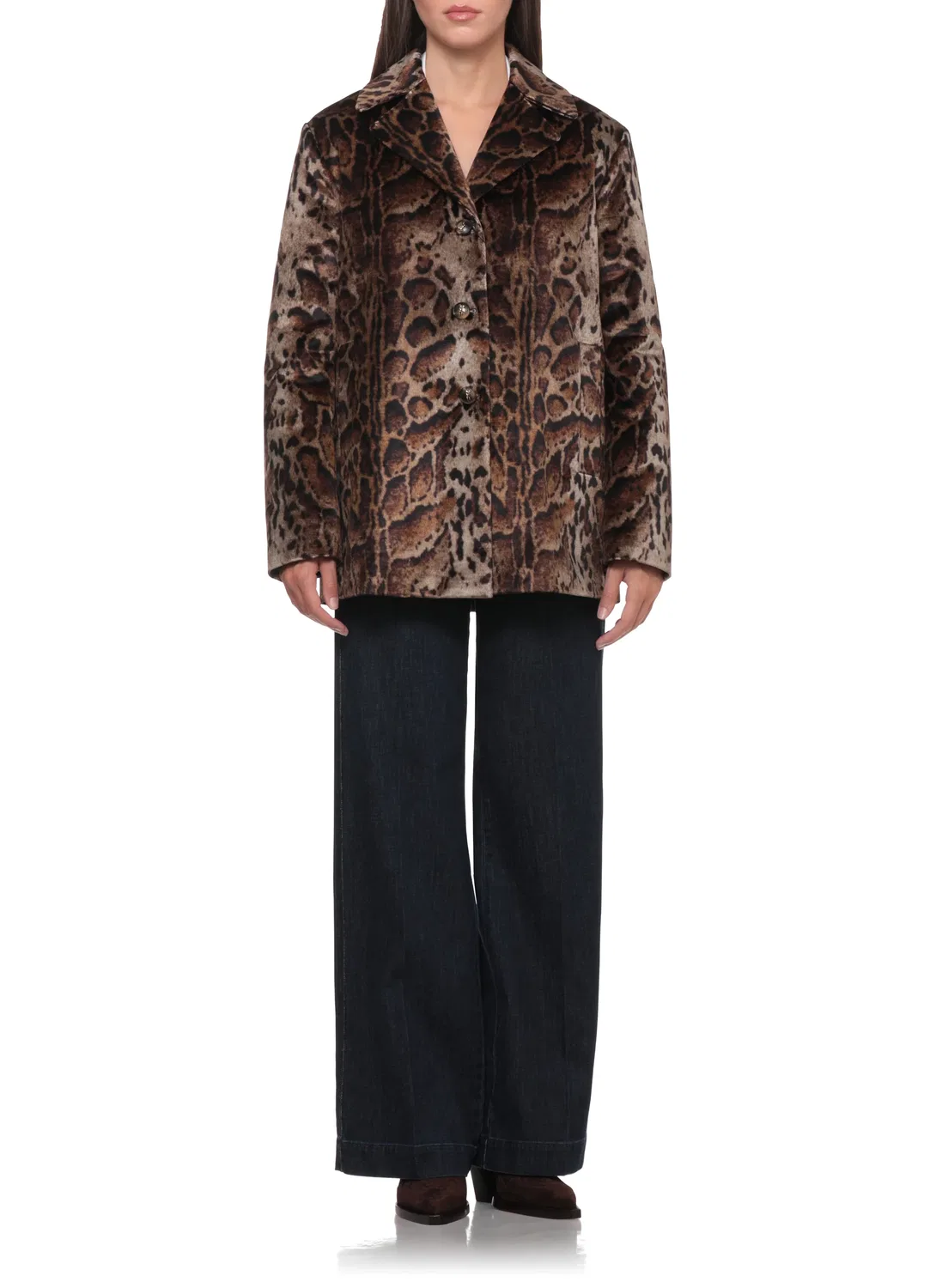 Женская стеганая куртка с принтом Animalier Etro, коричневый — фото 2
