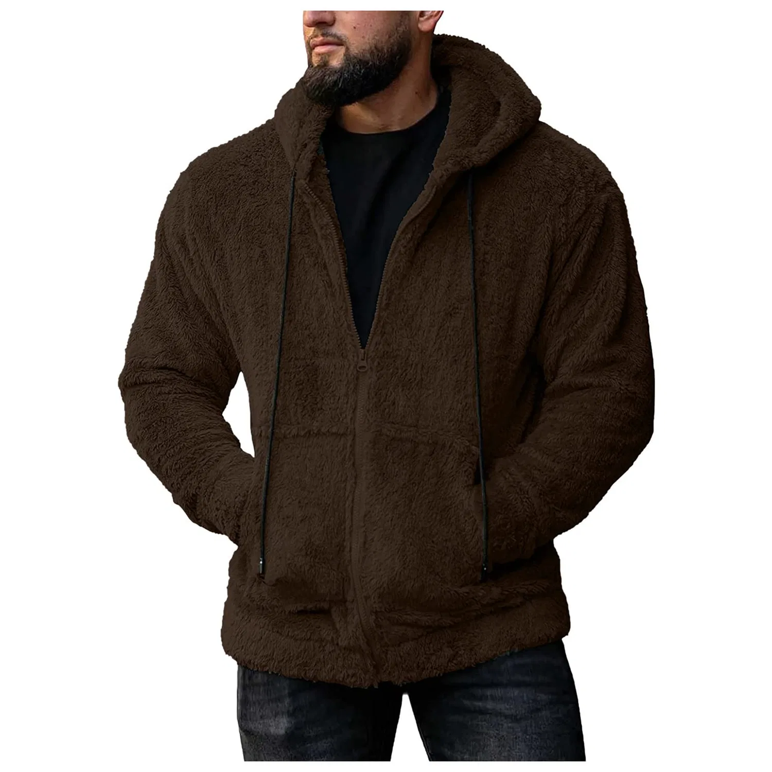Мужская флисовая куртка с воротником-стойкой Teddy Fleece, w01-brown