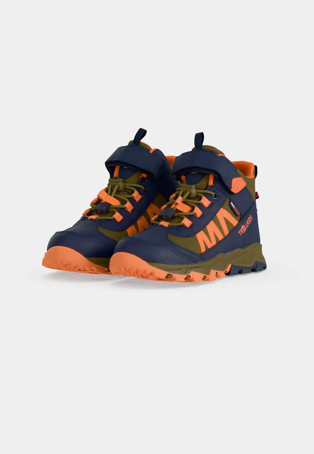 Детские походные ботинки Tronfjell средней высоты, унисекс Trollkids, Spruce Green/Navy/Vivid Orange — фото 3