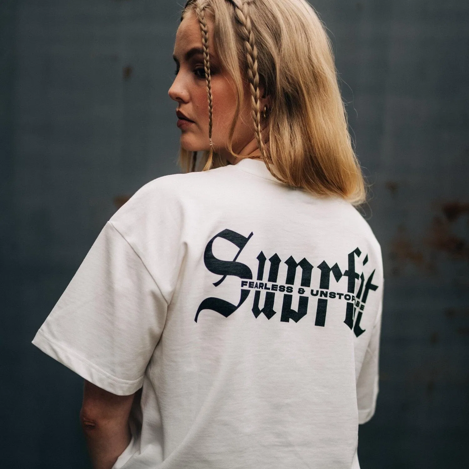 Детская свободная футболка Fearless & Unstoppable Suprfit, Offwhite — фото 3