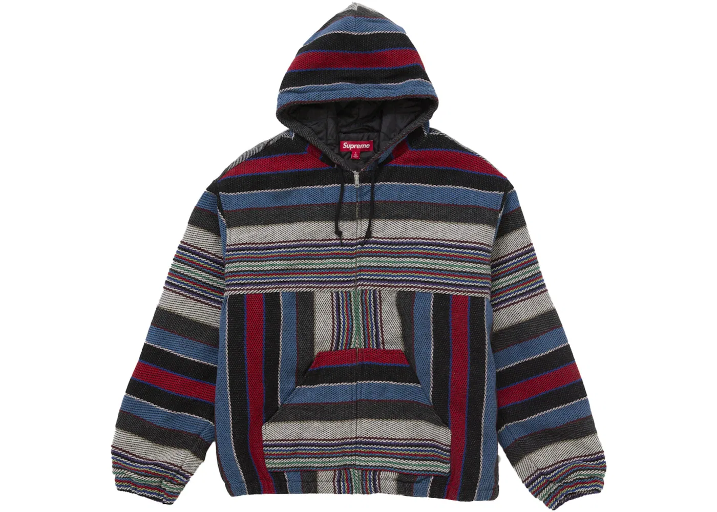 Мужская куртка с капюшоном в полоску Supreme Woven Stripe Hooded Jacket, Black