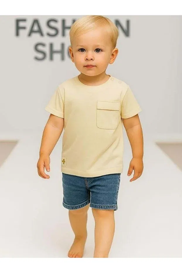 Детская футболка для мальчиков с карманом Zekids, Cream