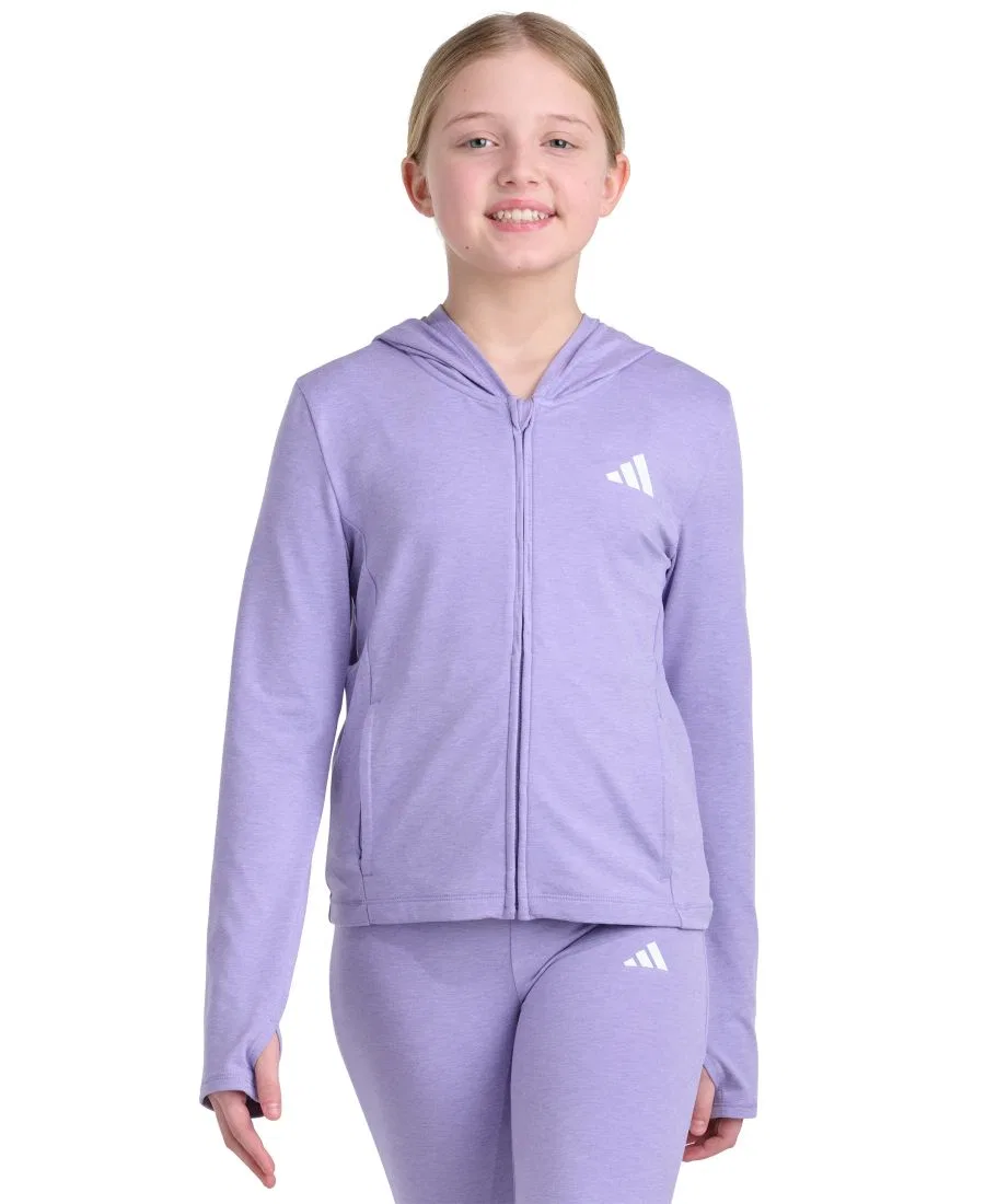 Детская куртка с капюшоном и длинным рукавом, slim fit adidas, Lilac Melange