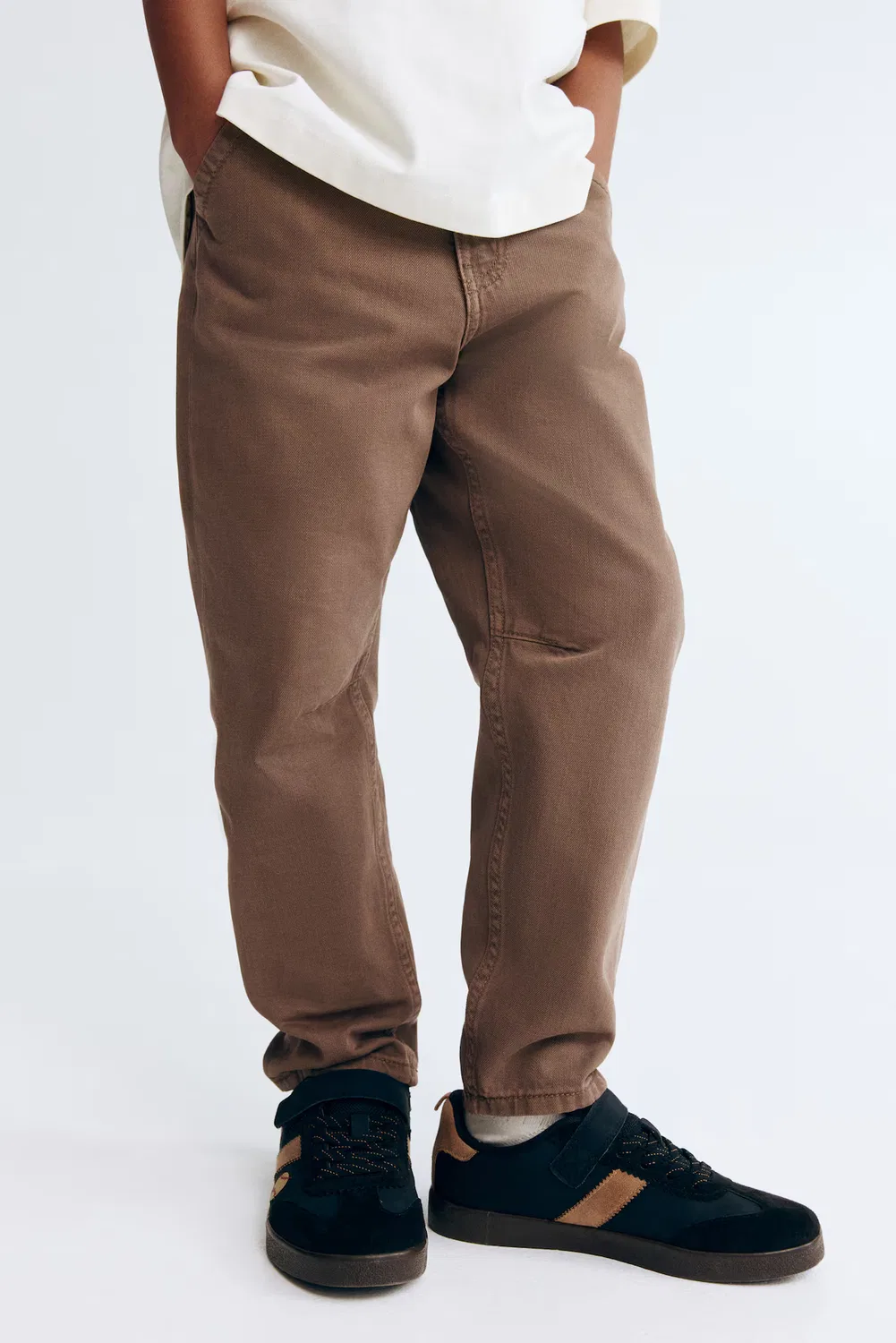 Брюки из выстиранной хлопчатобумажной саржи H&M, Braun — фото 3