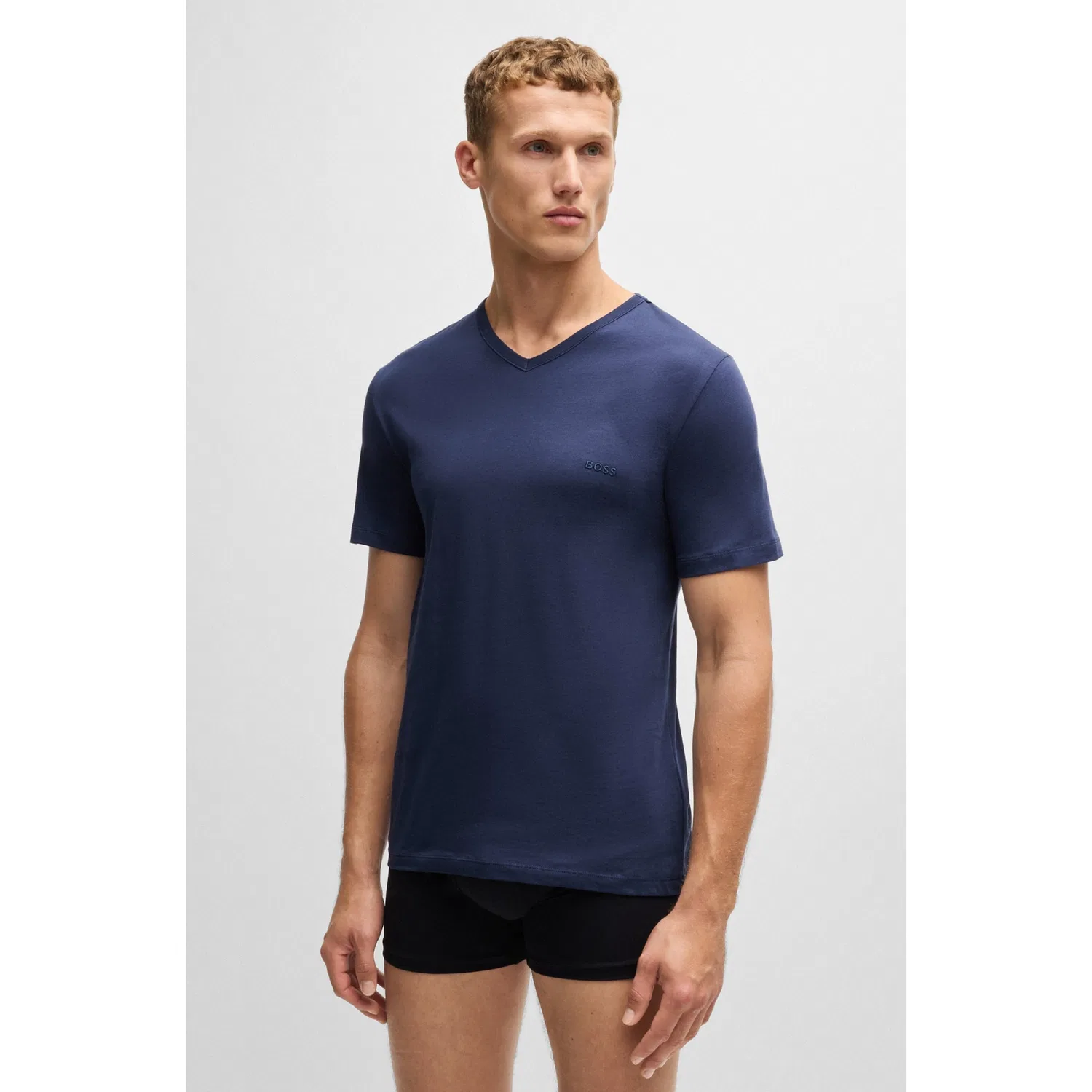 Мужская V-образная нижнее белье футболка BOSS, Light Blue — фото 2