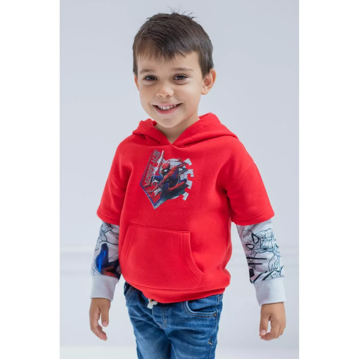 Детский свитшот с капюшоном с принтом Spider-Man Fleece Hangdown Hoodie Marvel, Red — фото 2