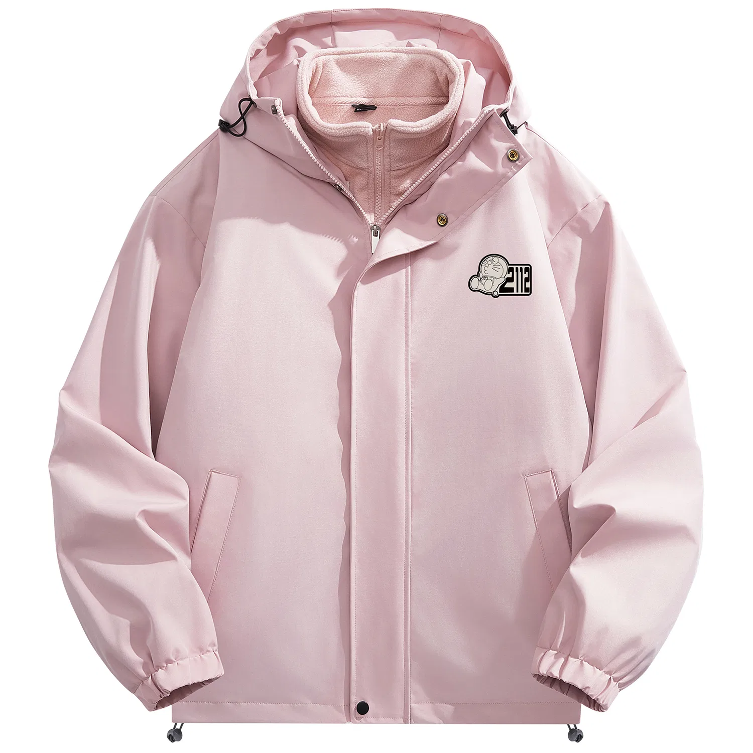 Детская куртка с капюшоном, утепленная, модель Three-in-One Thickened Coat, Doraemon, Light Pink