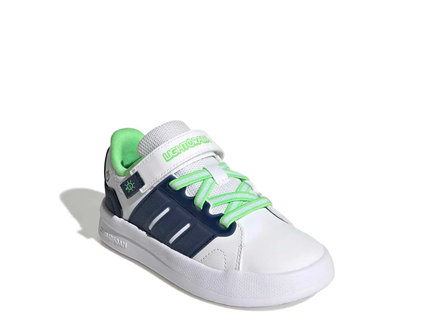 Кроссовки детские с подсветкой Lightorama Court, adidas, белый/синий/зеленый