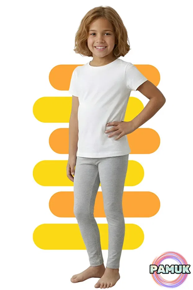 Детские леггинсы для девочек хлопковые United Fabrics, Gray — фото 2