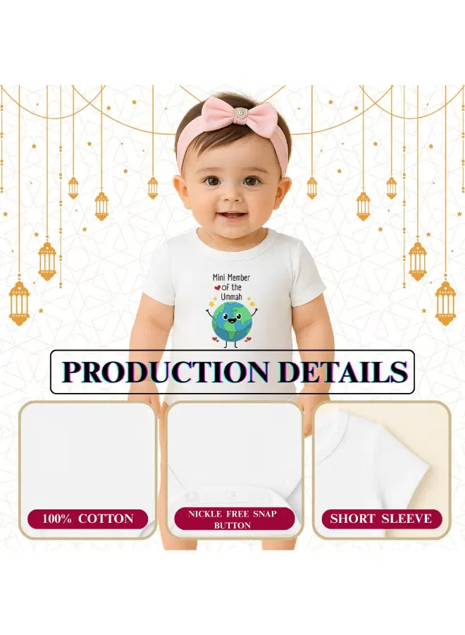 Боди-комбинезон с коротким рукавом с принтом Mini Member of the Ummah Printshop4Me, белый — фото 3