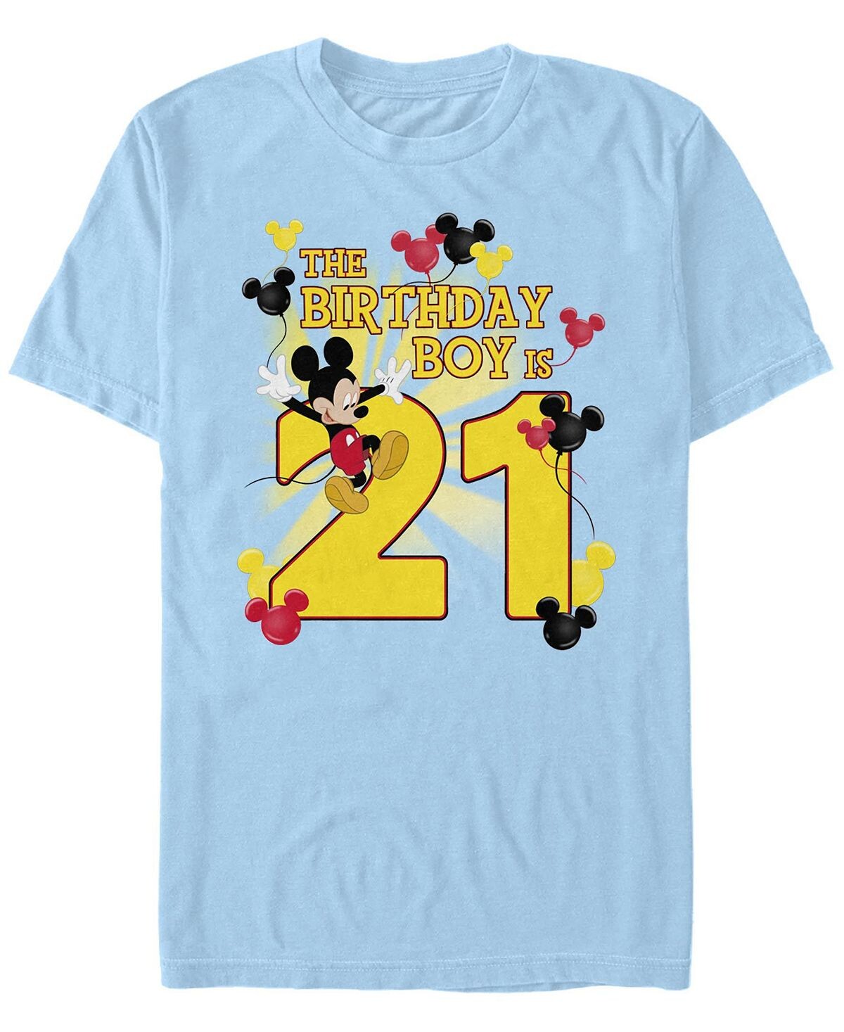 

Мужская футболка с круглым вырезом и короткими рукавами mickey birthday 21 Fifth Sun, светло-синий