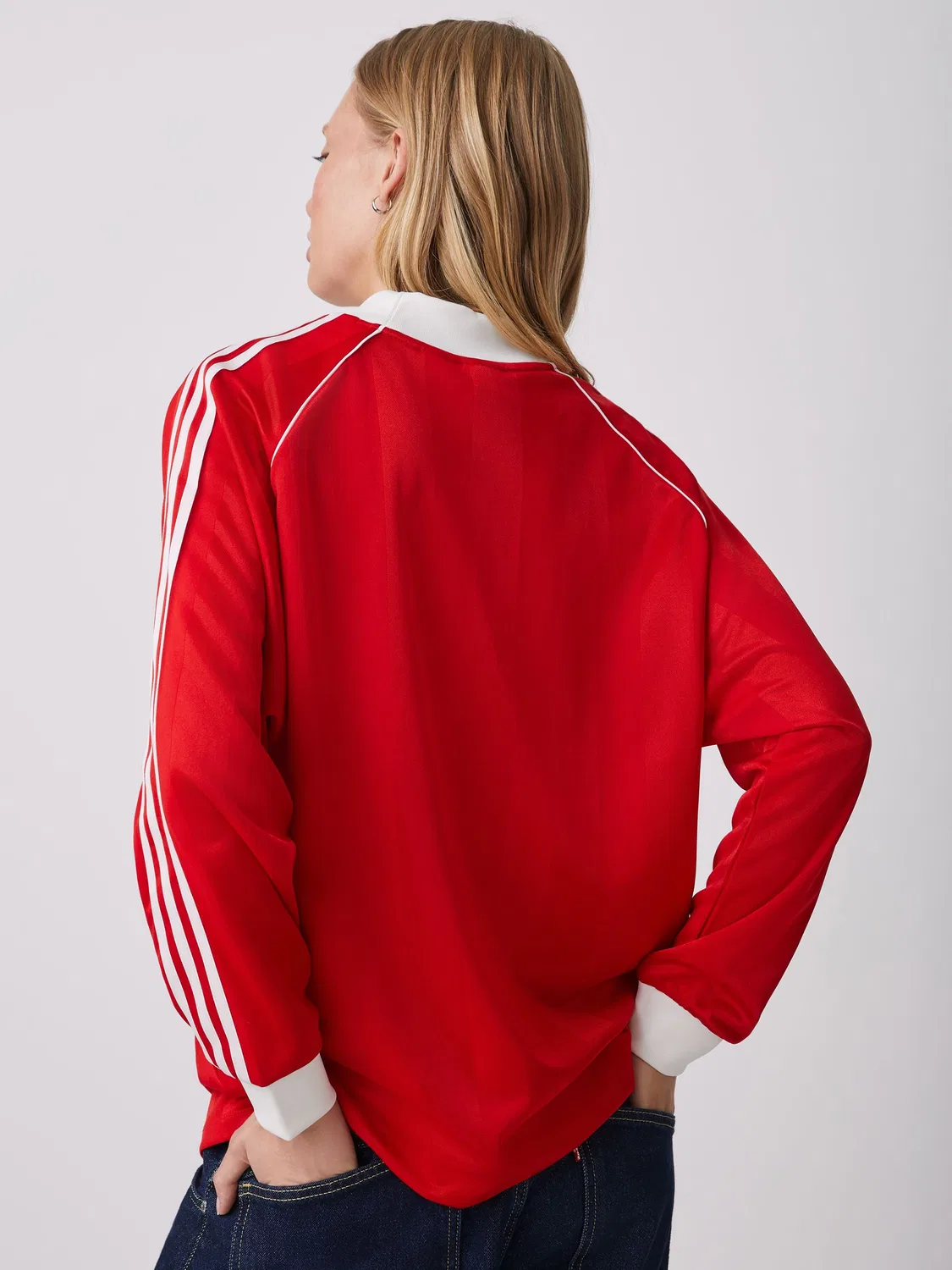Футболка с длинным рукавом, джаккард, 3-Stripes, adidas Originals, красный — фото 2