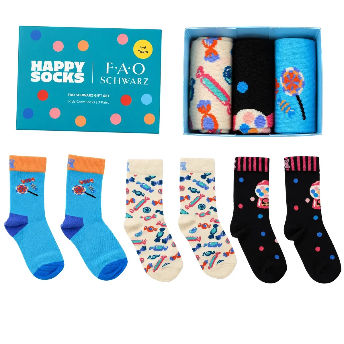 Комплект из 3 пар носков с принтом Candy Happy Socks, Multi