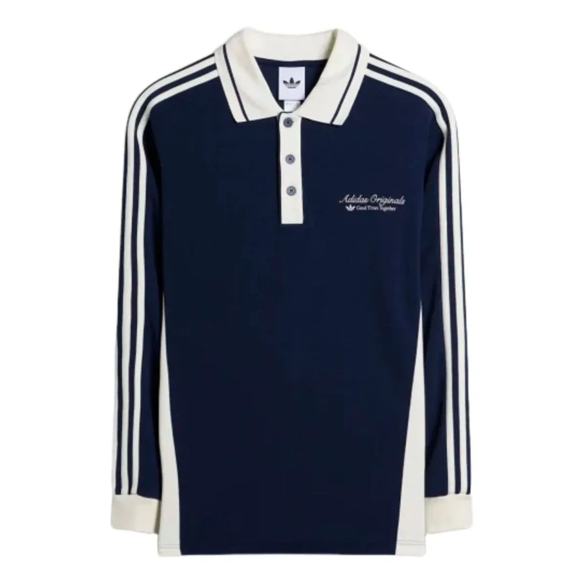 Мужское поло Long Sleeved Poko Shirt 'Night Indigo Off White' adidas, Night Indigo/Off White