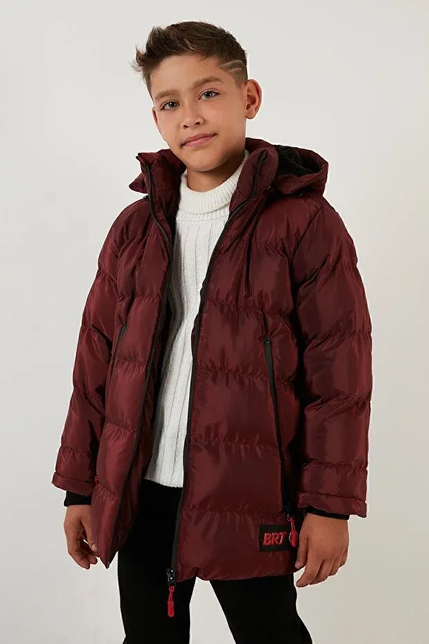 Детское пальто для девочек пуховое Plush lined removable hooded puffer coat boy's coat 5763038 Lela, Burgundy — фото 2