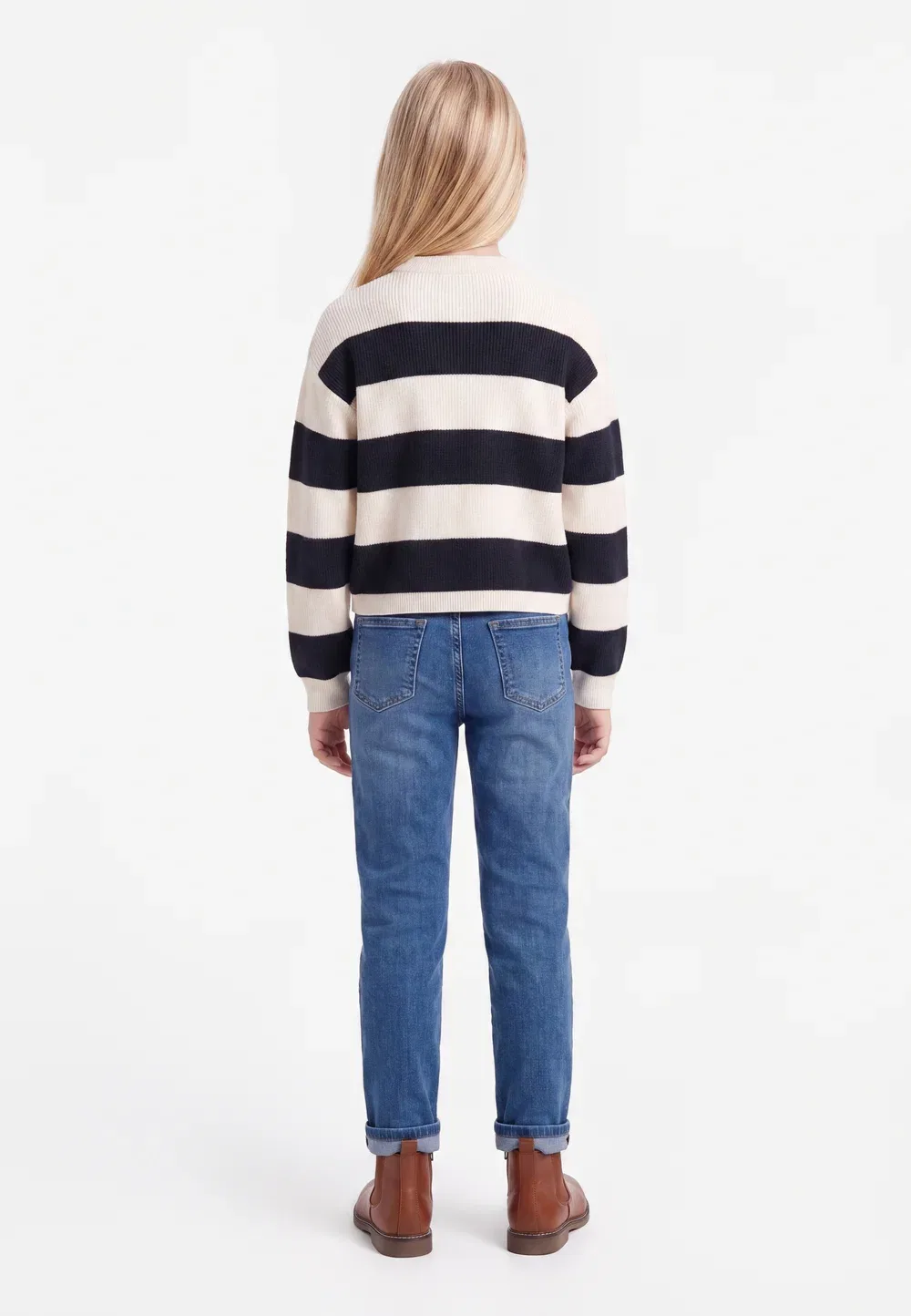 Свитер Kogfranca life short stripe Only Girls, Cloud Dancer/Night Sky — фото 2
