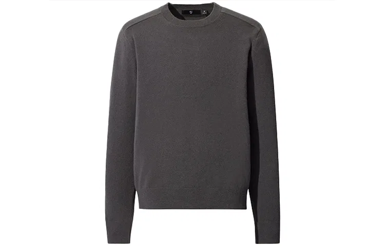 Мужской джемпер с круглым вырезом Lead Gray UNIQLO