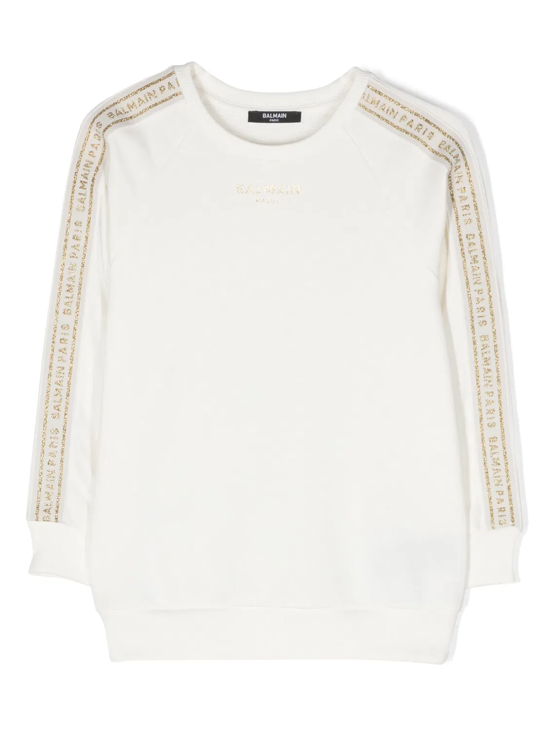 Свитшот с логотипом и блестками Balmain, белый