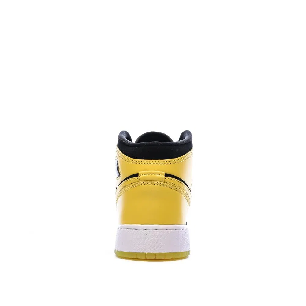 Детские кроссовки для мальчиков на шнуровке Air Jordan 1 Mid Se NIKE, Nero Giallo Bianco — фото 3