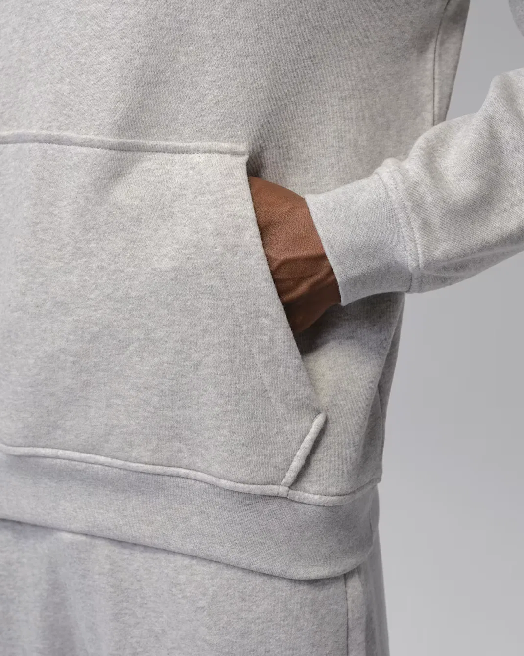 Мужская флисовая толстовка с капюшоном Dri-FIT Jordan Sport Crossover, Grey Heather/White — фото 4