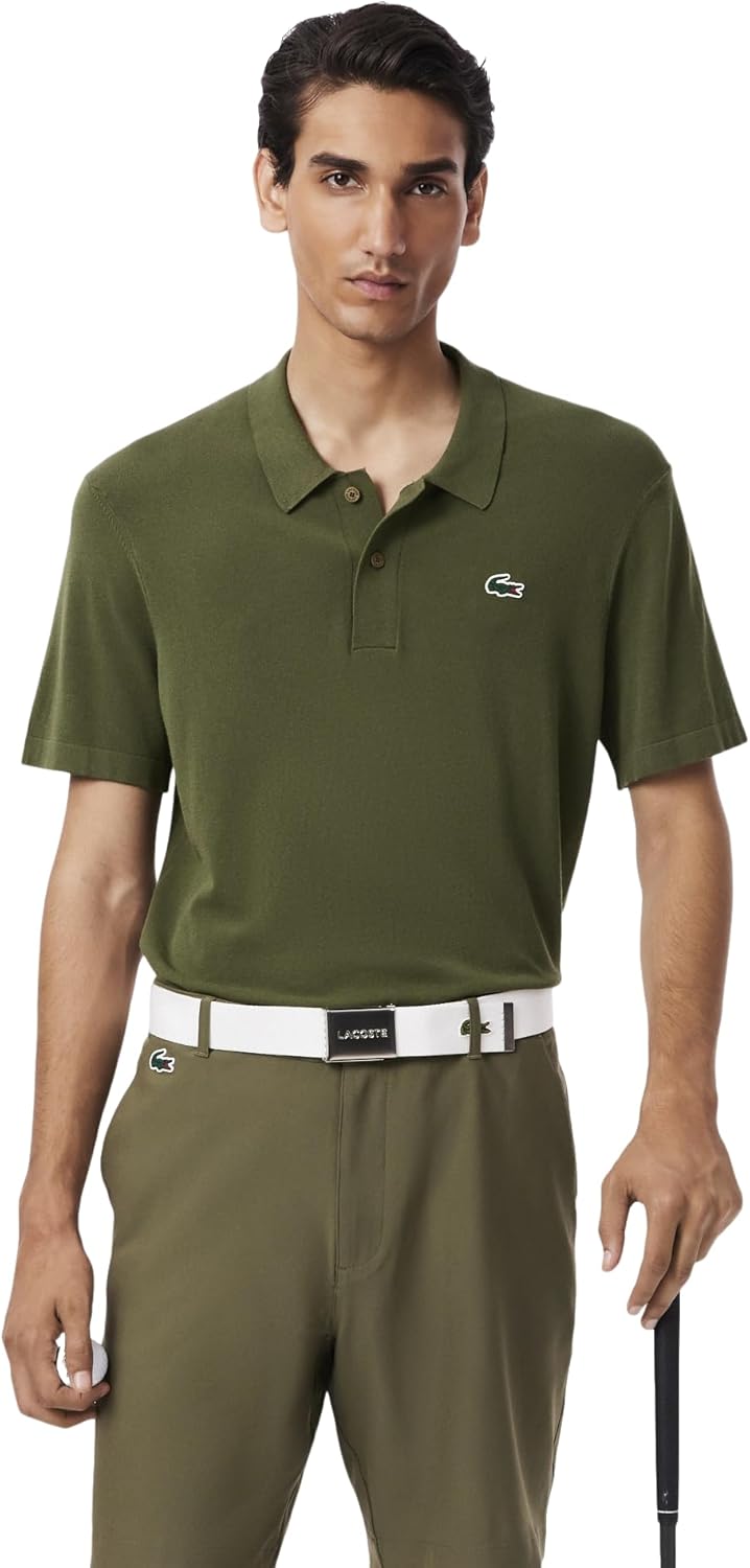 Lacoste мужской спортивный короткий рукав поло воротник гольф свитер, Olive — фото 2