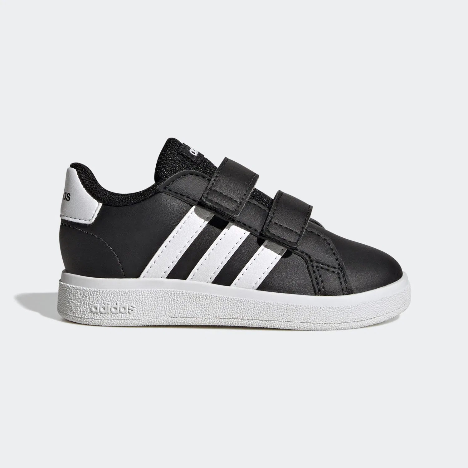 Детские кроссовки для активного отдыха Grand Court Lifestyle Hook and Loop Adidas Sportswear, Core Black/Cloud White — фото 2