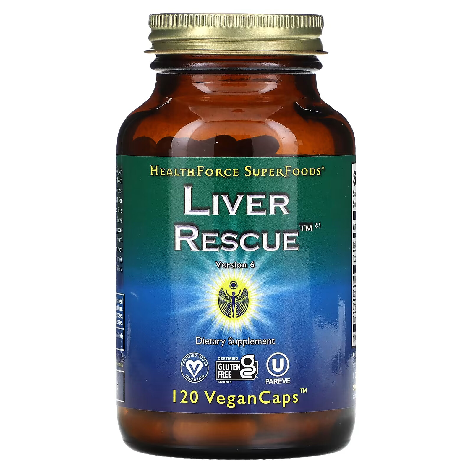 HealthForce Superfoods, Liver Rescue, препарат для печени, версия 6, 120 веганских капсул VeganCaps - фото