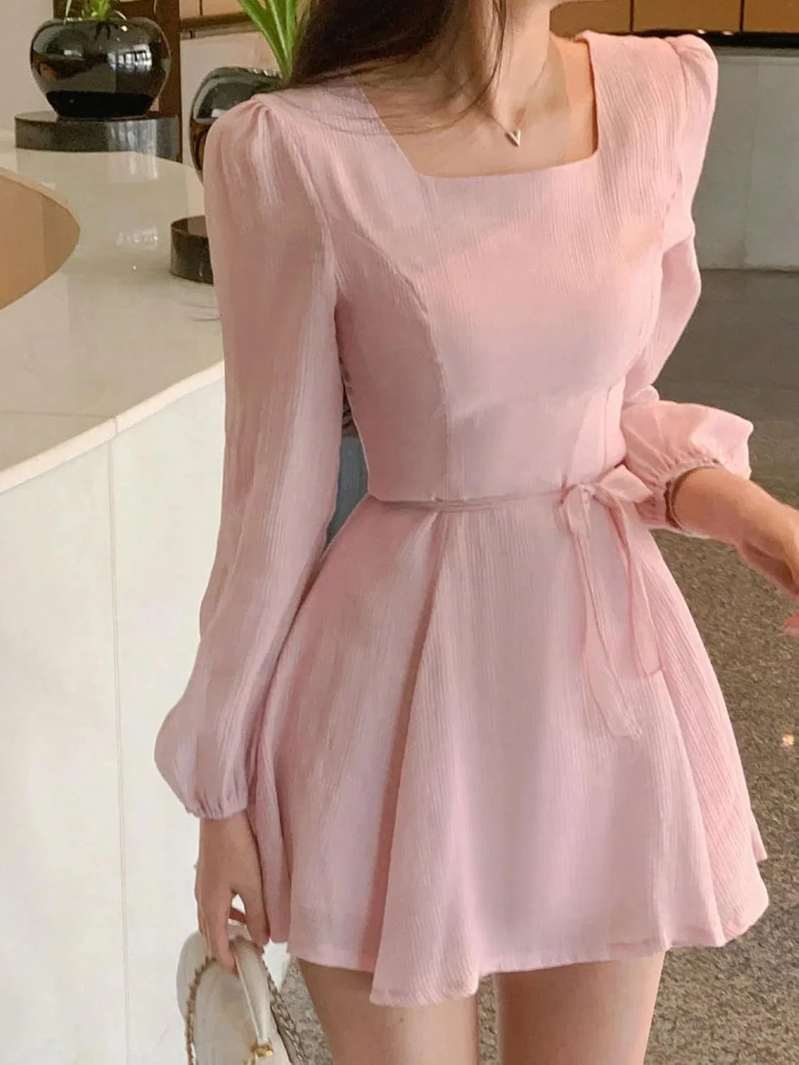 Женское коктейльное платье A-силуэта с открытыми плечами, Pink — фото 2