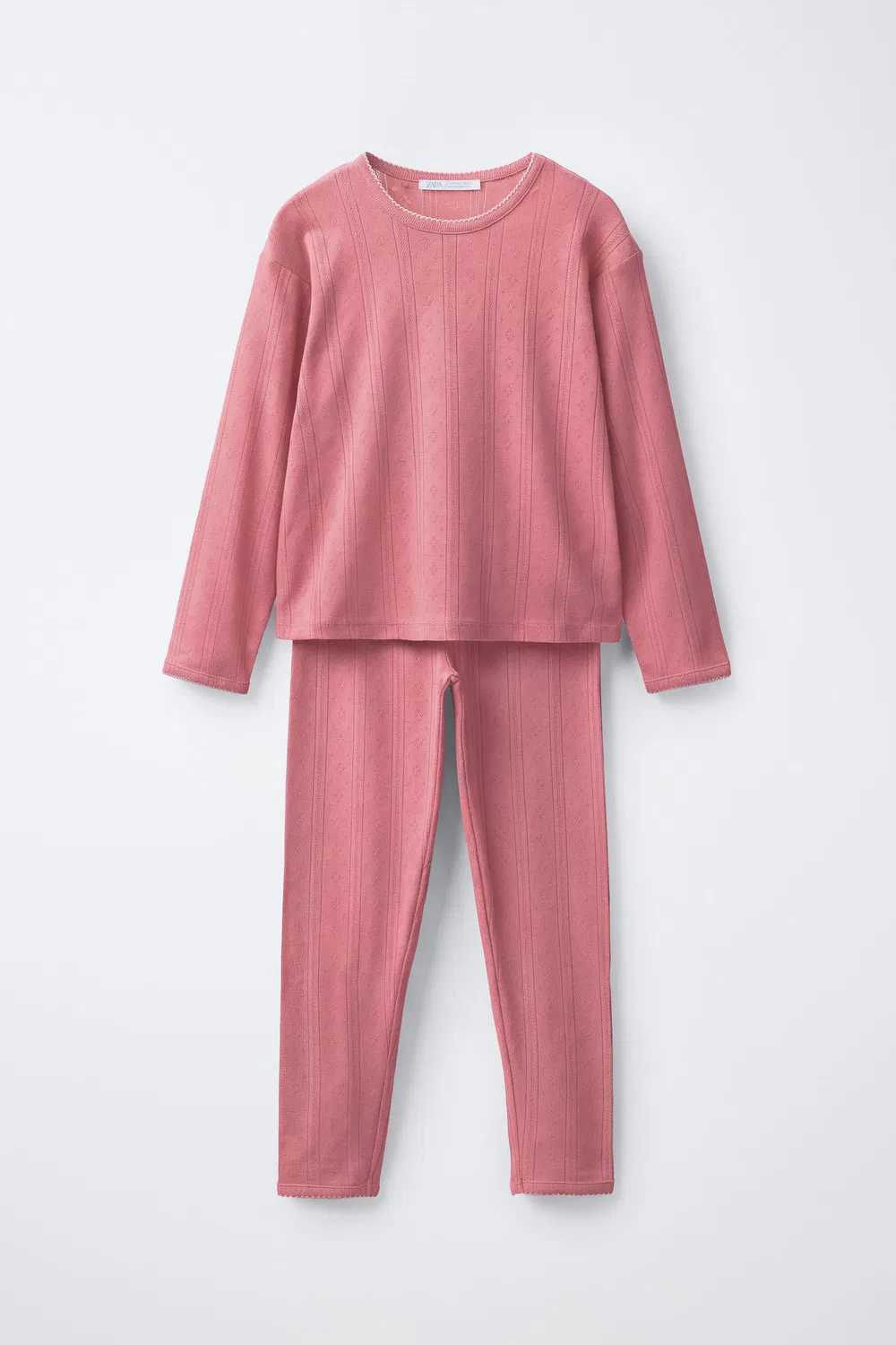 Пижама для детей 6-14 лет, однотонная, с декоративной строчкой. ZARA, Raspberry