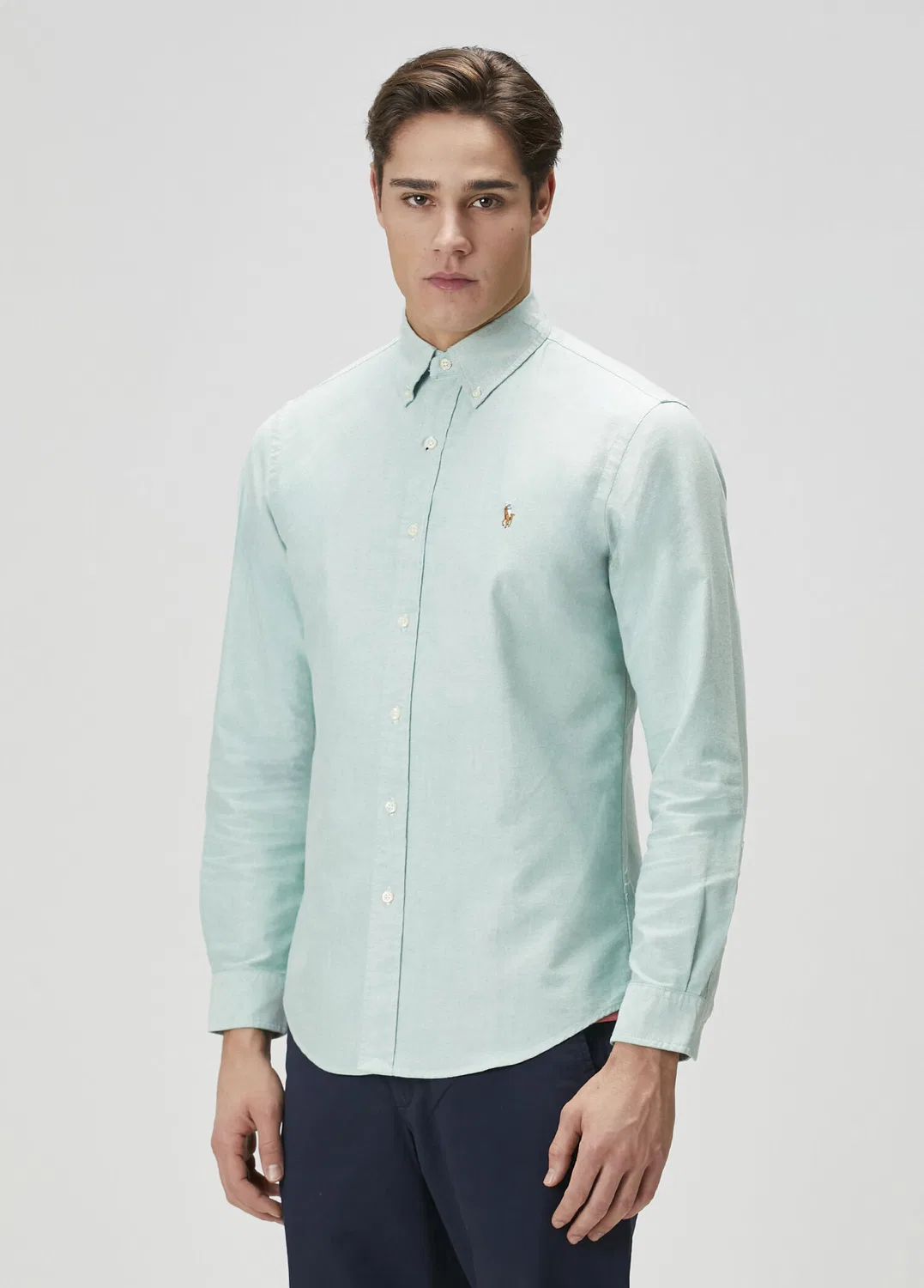 Рубашка Polo Ralph Lauren Custom Slim Fit, green — фото 3