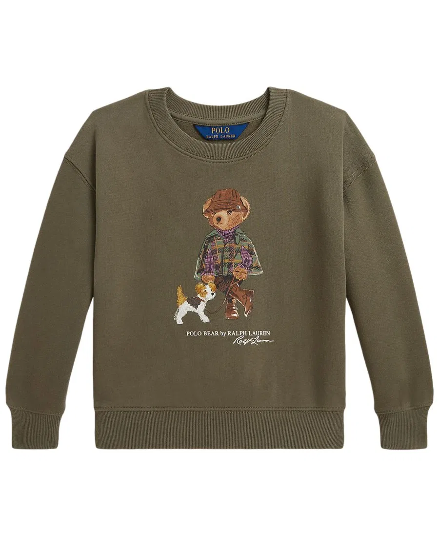 Детский свитшот с длинным рукавом и принтом Polo Bear Polo Ralph Lauren, Cruise Olive — фото 4