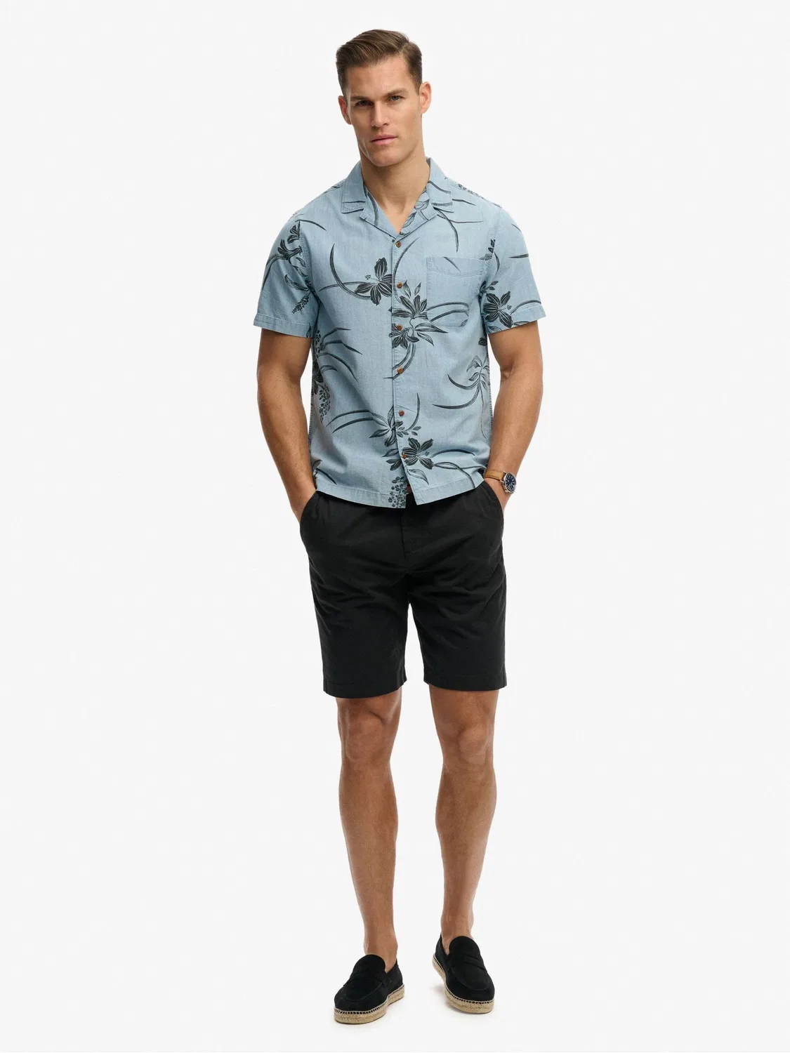Рубашка с коротким рукавом Vintage Loom Cabana Superdry, голубая — фото 3