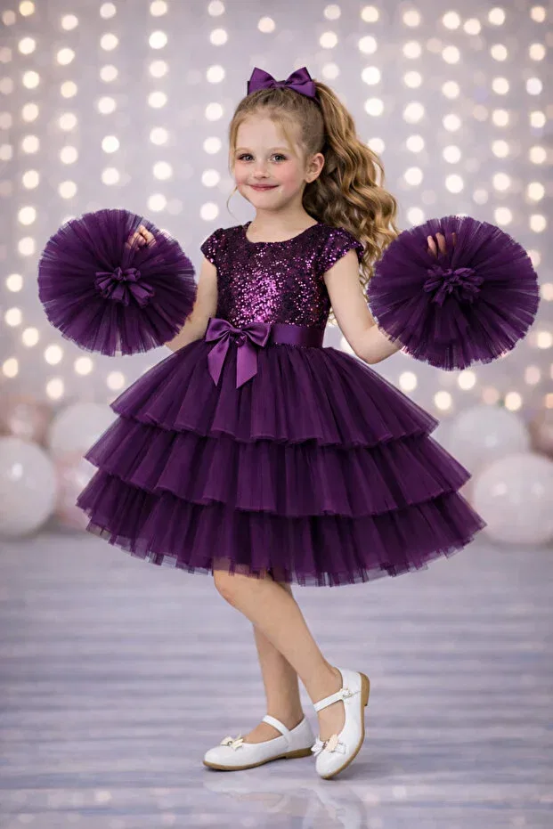 Детское платье для девочек с длинным рукавом Party Rumi Kids, Purple