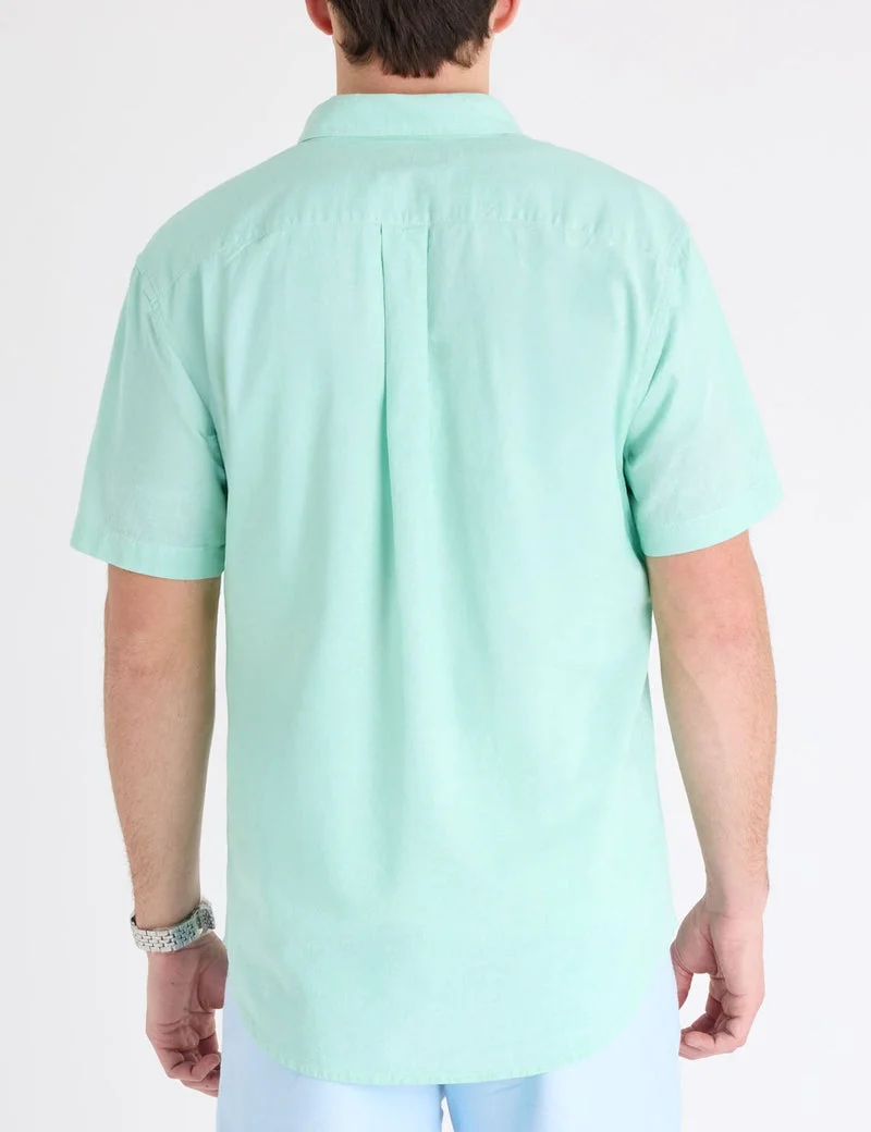 Мужская рубашка U.S. Polo Assn. Short Sleeve Linen Blend Pocket, мятный — фото 2