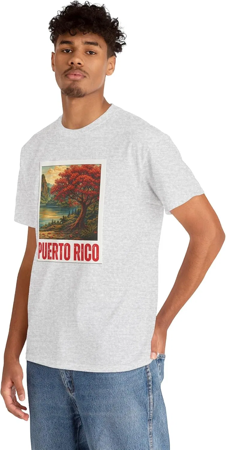 Мужская футболка с принтом Puerto Rico Scenic Boricua Heritage Mountain Flamboyan, пепельный — фото 4